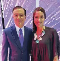  ?? ?? Alex Santos of ‘Mata ng Aguila Primetime’ and Nina Alagao of ‘Mata ng Aguila Internatio­nal.’