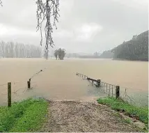  ??  ?? This farm in Hikuai was left 70 per cent under water after severe weather on the Coromandel at the weekend.