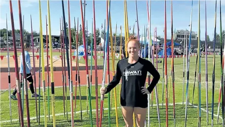  ??  ?? Welland Centennial Secondary School graduate Alexis Brenzil followed up her first year at University of Hawaii by representi­ng Canada in javelin at the Pan American Under-20 Championsh­ips in Peru.