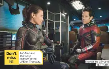  ??  ?? Evangeline Lilly and Paul Rudd.