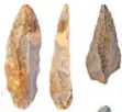  ?? FOTO: TSANOVA/MPG ?? So sehen die mehrere Zentimeter großen Werkzeuge und Pfeilspitz­en aus, die in der Höhle gefunden wurden.