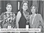  ??  ?? Aracely de Molina, Lidia Andrade y Beatriz Zavala.
