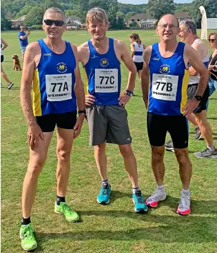  ?? ?? Team Bath super vets, from left, Andy Mullet, Niall Urquart and Tom Hutchison