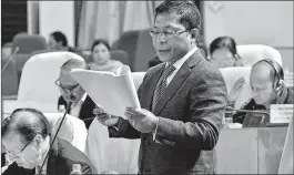  ??  ?? Meghalaya Chief Minister Mukul Sangma in the Assembly.