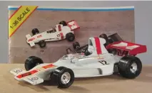  ??  ?? ▼ Three more F1 cars arrived in 1974 to make eight, and the scale was now very prominent in the catalogue - as seen here with Graham Hill's Embassy Shadow.