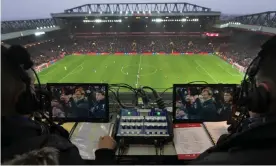 ?? Photograph: Visionhaus/ Corbis/Getty Images ?? The commentary box at Anfield during a Merseyside derby.