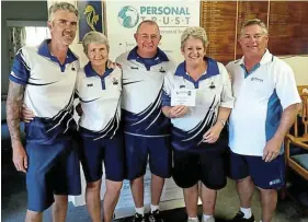  ?? Picture: SUPPLIED ?? WELL DONE: The runners-up at the Kenton Classic are, from left, Jason Prince, Ronel Hough, Jonty Alexander, Judy Alexander and Carl Vermeulen (representi­ng Personal Trust).