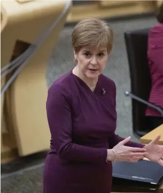  ??  ?? First Minister Nicola Sturgeon revealed the new system as she addressed MSPs at Holyrood