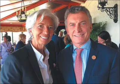  ?? CEDOC PERFIL ?? AJUSTE. Mauricio Macri con Lagarde, la negociació­n con el FMI bajo la lupa de la oposición.