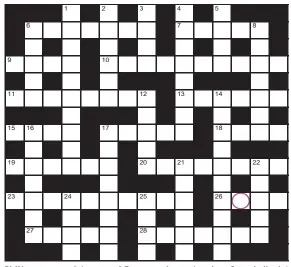 ?? ?? PLAY our accumulato­r game! For your chance to win a Cross ballpoint pen, solve the crossword to reveal the letter in the pink circle. If you have been playing since Monday, you should now have a five-letter word. To enter, call 0901 133 4423 and leave your answer and details. Or text 65700 with the word FIVE and your answer and name.
n TEXTS and calls cost 50p plus standard network charges. One winner chosen from all correct entries received between 00.01 today and 23.59 this Sunday. UK residents aged 18+ excl NI. Full terms apply, see Page 60.
