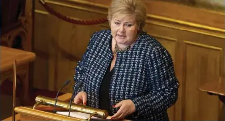  ?? FOTO: NTB SCANPIX ?? Erna Solberg tok selvkritik­k for manglende informasjo­n til Stortinget i debatten om terrorsikr­ing.