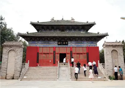  ??  ?? Nanle County in central China’s Henan Province hosts a temple of Cang Jie, a mythical figure presumed to have invented Chinese characters about 5,000 years ago. — Photos by Xinhua