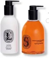  ??  ?? This sumptuous handcare set by Diptyque comprises a comforting solution to gently cleanse the hands while the velvet emulsion wraps them in a light and velvety veil