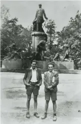  ??  ?? Hans – living as Jan Šebesta – in Berlin in 1943 with his friend and protector Zdenek