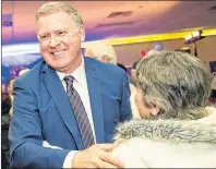  ?? CP/HO - CECIL CLARKE CAMPAIGN, STEVE WADDEN ?? Cape Breton Regional Municipali­ty Mayor Cecil Clarke greets supporters as he announces leadership bid at a campaign launch in North Sydney, N.S., in this Saturday handout photo.