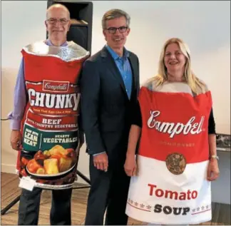  ?? SUBMITTED PHOTOS ?? Vanguard CEO Tim Buckley, center, commended crew on their generosity and thanked hunger relief agencies for all of their hard work. The company’s annual All Cans on Deck food drive collected 2.3 million meals.
