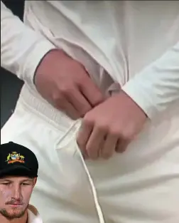  ??  ?? On to a hiding: Bancroft hides the tape in his trousers and (left) is shame-faced as he owns up