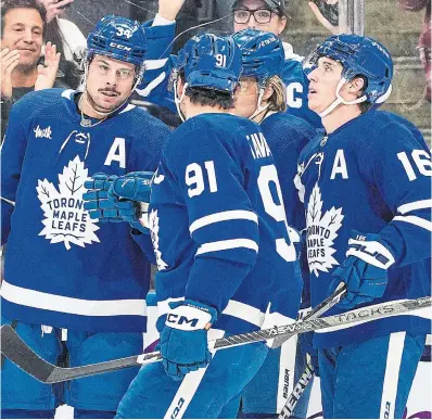  ?? ANDREW LAHODYNSKY­J NHLI VIA GETTY IMAGES
FILE PHOTO ?? In years past you could convince yourself the Core Four of Auston Matthews, John Tavares, William Nylander and Mitch Marner would figure it out, Bruce Arthur writes. But after this year’s playoffs, you can’t bring these guys back, can you?