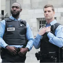  ?? BRAVO/BELL ?? Adrian Holmes, left, and Jared Keeso star in 19-2, an award-winning homegrown police drama. Industry groups fear a CRTC decision on broadcaste­rs’ investment in content could hurt Canadian TV.