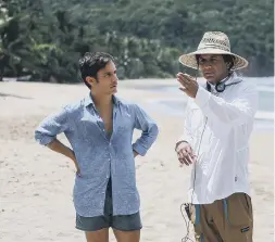  ??  ?? Gael Garcia Bernal and M. Night Shyamalan on the set of Old.