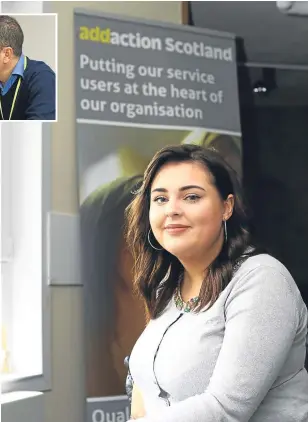  ??  ?? Chelsea Cameron and (top) with Dave Barrie of Addaction.