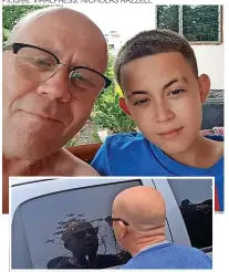  ?? Pictures: VIRALPRESS; NICHOLAS RAZZELL ?? Close...Steven and son Ben. Inset, the dad confronts his son’s killer. Right, police take Boongarin to the scene of the gruesome murder in Thailand