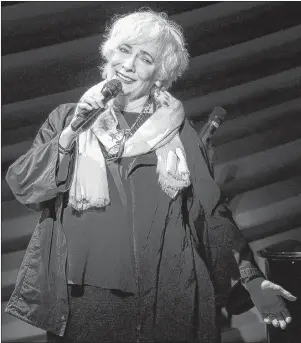  ?? AP PHOTO ?? In this Nov. 17, 2014, photo, Betty Buckley performs at “Everybody, Rise! A Celebratio­n of Elaine Stritch” in New York. Buckley, the Tony Award-winning actress who belted out “Memories” in “Cats” on Broadway and starred in “Eight Is Enough” on TV, has...