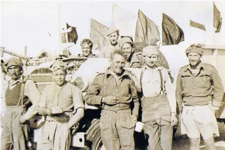  ?? ?? Paddy Mayne, above far right next to David Stirling, Gavin Mortimer, below right, and Bill and David Stirling, below left.