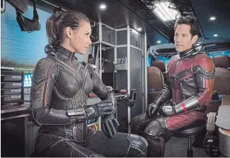  ?? BEN ROTHSTEIN MARVEL STUDIOS ?? Evangeline Lilly and Paul Rudd star in "Ant-Man and the Wasp."