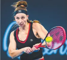  ?? Picture: Patrick Hamilton/AFP ?? Germany's Tamara Korpatsch hits a backhand return against Japan's Naomi Osaka.