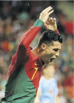  ?? (Photo: AP) ?? Portugal’s Cristiano Ronaldo cannot hide his frustratio­n during the UEFA Nations League Group A2 match against Spain at the Municipal Stadium in Braga, Portugal yesterday.