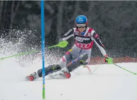  ?? ?? Slovakia's Petra Vlhova speeds down the course during an alpine ski, women's World Cup Slalom, in Zagreb, Croatia yesterday. Photo / AP