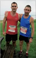  ??  ?? LOCAL CONTENT: Kaitaia mates Marcus Barker and Riki Green were rapt at placing first and fifth respective­ly in the male division of the half marathon, in what was the first Te Houtaewa Challenge for both.