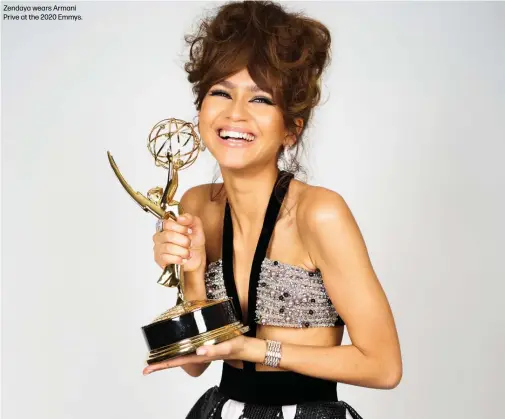  ??  ?? Zendaya wears Armani Prive at the 2020 Emmys.