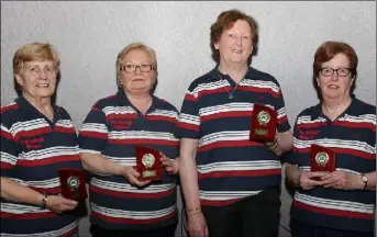  ??  ?? The Ballagh Red team, winners of the Wexford Bowls trophy final, Cathy Harte, Eithne McCabe, Susan Davis and Annette O’Connor.