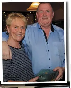  ??  ?? Right, Paul Browne, Dundalk FC makes the presentati­on to Paula Brennan at the surprise presentati­on to Paula of her 11 WFAI Internatio­nal Caps held in Clarke’s Bar. Below, Jimmy, Arthur and John Gorham with their sister Paula Brennan at the surprise...