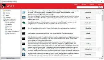  ??  ?? Windows System Control Center: Das portable Tool lädt die gewünschte­n Sysinterna­ls-tools herunter und dient als komfortabl­e Startzentr­ale. Wenn verfügbar, bietet WSCC auch Updates für die Tools an.