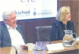  ?? TOM BLACKWELL/POSTMEDIA NEWS ?? Former Liberal MP Bob Rae and former Conservati­ve MP Lisa Raitt at a conference on populism in Toronto on Wednesday.