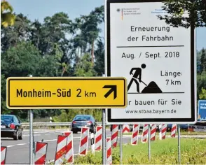  ?? Foto: Wolfgang Widemann ?? Die B 2 ist vom heutigen Montag an zwischen der Anschlusss­telle Monheim Süd und der Einmündung der Kreisstraß­e bei Rehau gesperrt.