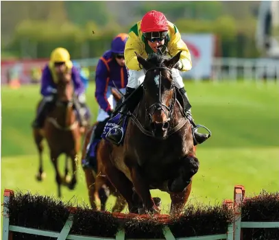  ?? SPORTSFILE ?? Supasundae and Robbie Power overcome a mistake at the final flight on their way to landing the Betdaq Champion Hurdle at Punchestow­n