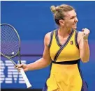  ?? SETH WENIG/AP ?? Simona Halep reacts after defeating Kristina Kucova in the second round of the U.S. Open on Wednesday. Halep won 6-3, 6-1.