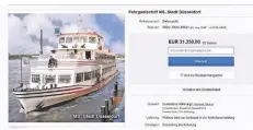  ?? FOTO: SCREENSHOT ?? Das Schiff stand Ende August vergangene­n Jahres bei der Auktionspl­attform Ebay zum Verkauf.