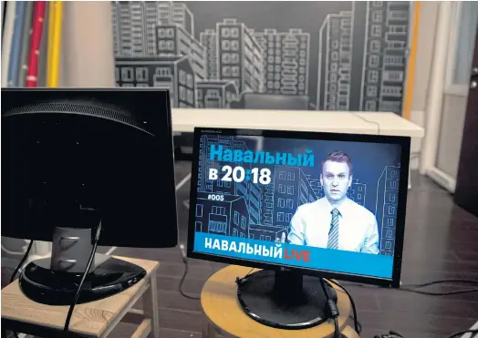  ??  ?? PLUGGED IN: Opposition leader Alexei Navalny. His YouTube videos regularly attract over a million views and contribute to the opposition’s resurgence.