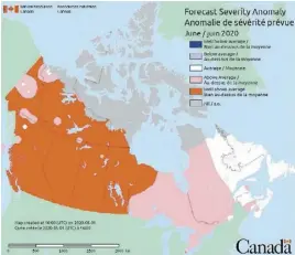  ?? IMAGE COURTOISIE ?? Ressources naturelles Canada prévoit des conditions météorolog­iques plus propices aux feux de forêt au Québec cet été. L’inquiétude est aussi vive dans l’ouest du pays, où les modèles pointent vers des risques d’incendie bien au-dessus de la moyenne.
Sépaq