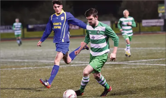  ??  ?? Brendan Falve, Killarney Celtic, chased by Eoin McGrath, Brideview (Waterford), in the Munster Cup at Celtic Park, Killarney on SaturdayPh­oto by Michelle Cooper Galvin