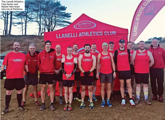  ?? ?? The Llanelli Athletics Club Senior and Master Men team who ran at Pembrey.