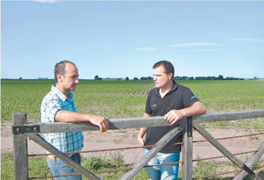  ??  ?? Nuevo horizonte. Stefoni (izq.) junto a Meloni, en Cañada de Gómez, se entusiasma­n con recuperar todo el paquete de buenas prácticas agrícolas en la zona núcleo.