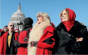  ?? GETTY IMAGES ?? Gloria Steinem, right, and Jane Fonda, centre, during a climate change protest on Capitol Hill in Washington DC in December 2019.