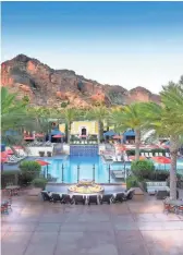  ??  ?? The Kasbah pool at Omni Montelucia offers stunning views of Camelback Mountain.