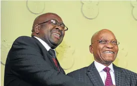  ?? /The Times ?? Happier days: President Jacob Zuma right, and former finance minister Nhlanhla Nene before he was removed from his post.